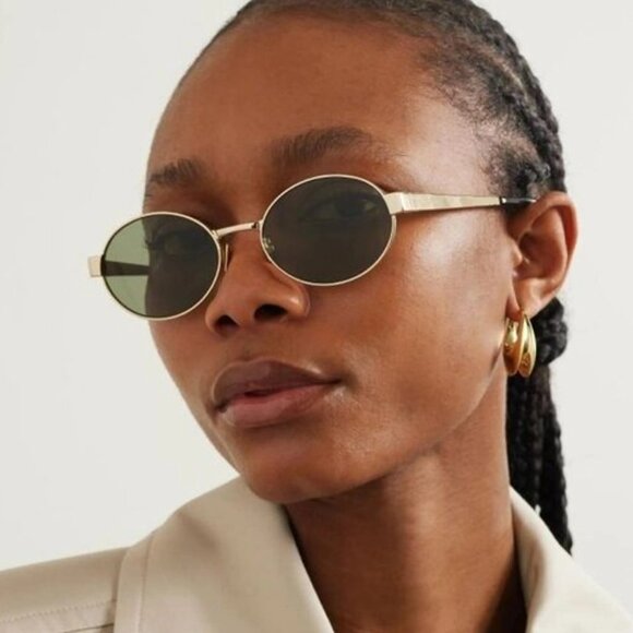 Saint Laurent Men Sunglasses Gold Green Oval SL692 003 BRAND NEW - Picture 9 of 12